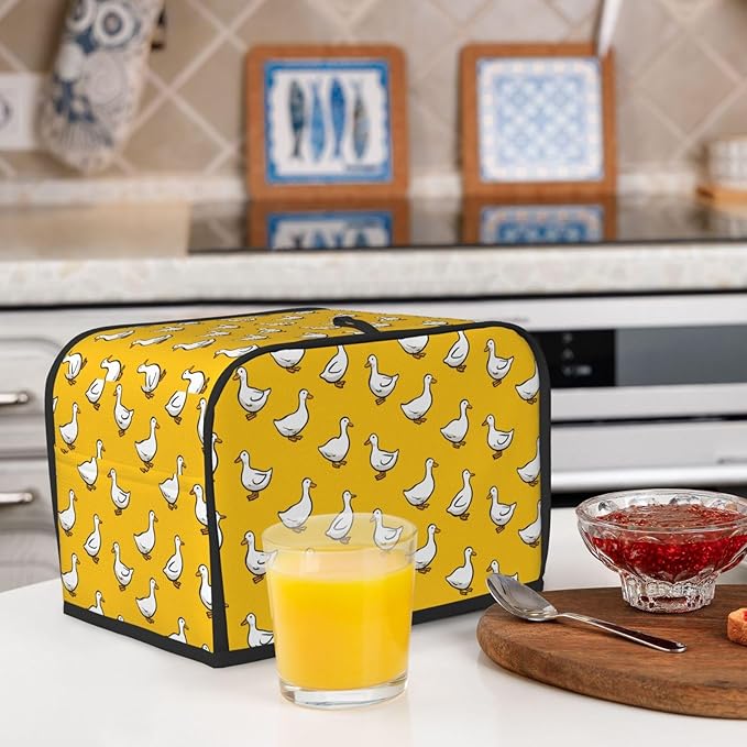 Toaster Cover 2 Slice Yellow Duck Pattern Kitchen Small Appliance Covers with Pockets Dust and Fingerprint Protection
