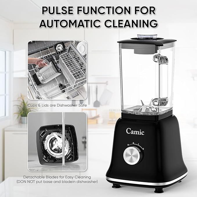 Glass Blenders for Kitchen with 750W, 54Oz. Countertop Blender Glass Jar Food Processor Combo, BPA-Free Blender for Smoothies, Ice Crush,Nuts, Frozen Drinks and Fruits