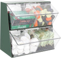 Bokelai K Cup Holder Plastic Organizer for coffee pod with Lid Large Capacity Countertop Versatile Desk Storage Station for Capsule Creamer Suger Tea Bag Face Mask Green/Clear