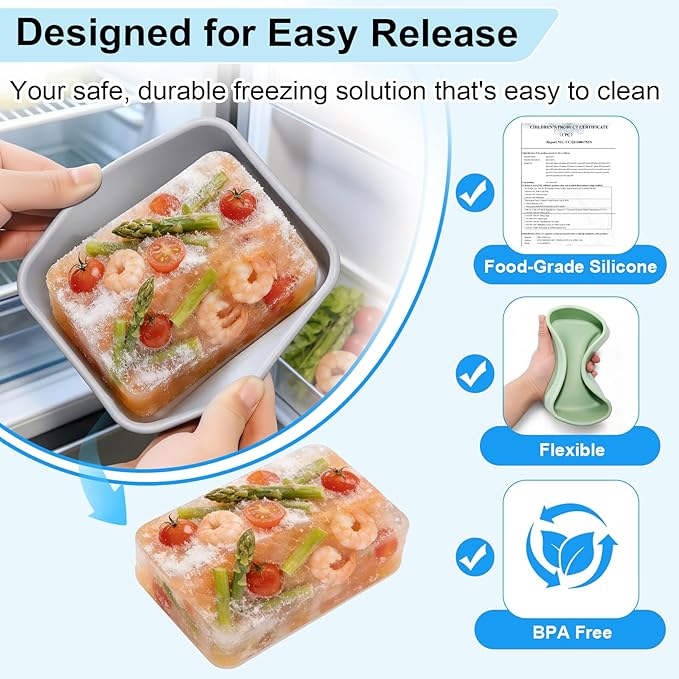Meal Prep Freezer Storage Bundle - 6 Pack Plastic Food Storage Containers with Insulated Bag & 3 Pack Silicone Soup Freezer Molds with Freezer Bags | BPA-Free Stackable Oven/Microwave/Dishwasher Safe