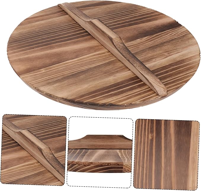 1Pc Wooden Pot Lid for Household Use Cooking Pot Cover for Kitchen Splicing Design for Enhanced Protection for Frying Pans and Cooking Pots