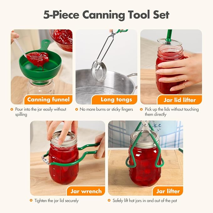 21.5Qt Water Bath Canner with Glass Lid and Jar Rack, Stainless Steel Canning Kit with Canning Tool Set