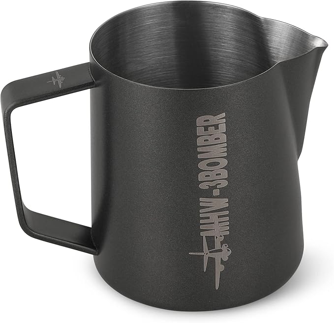 MHW-3BOMBER Espresso Steaming Pitcher Milk Frothing Pitcher Stainless Steel Milk Coffee Cappuccino Latte Art Barista Cup 16.9oz/500ml (Matte Black) P5032B-OS
