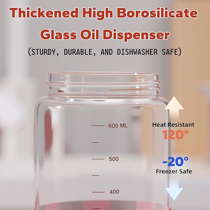 20oz/600ml Glass Olive Oil Sprayer for Cooking – 2 in 1 Olive Oil Dispenser Bottle for Kitchen Gadgets and Air Fryer Accessories, Salad, BBQ (Grey 2Pcs)