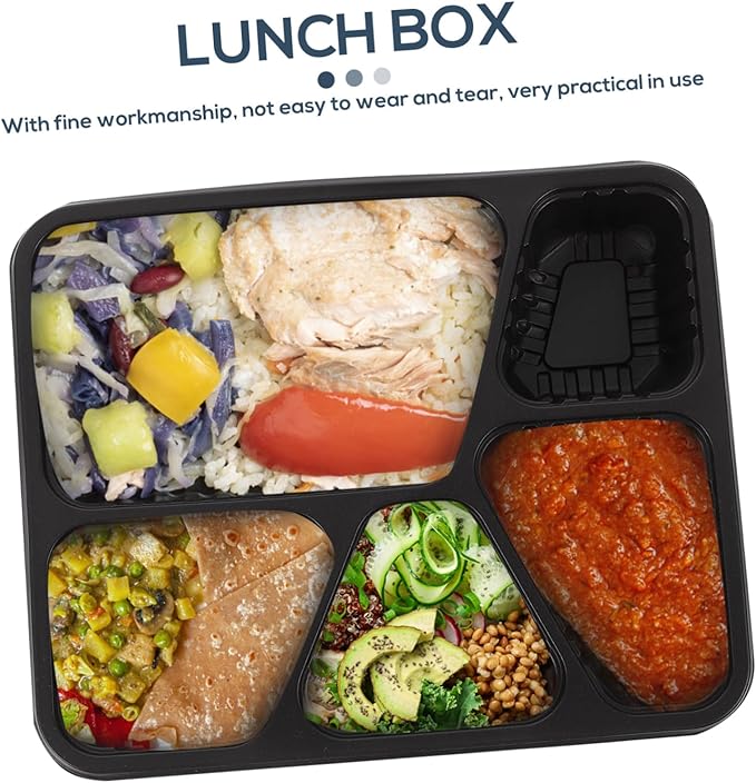 Zerodeko Meal Prep Containers Lids Stackable 5 Compartment Food Storage Box Microwave Safe Chinese Food Boxes for Meal Prep Containers