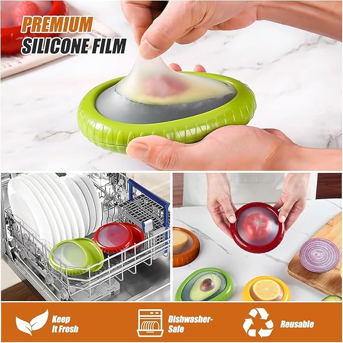 Set of 8 Avocado Saver and Onion Storage Set, Fresh Pod, Reusable Silicone Storage Pods for Avocado, Onions, Tomatoes, Garlic – Anti-Oxidation for Fridge, Send Goods from Local Warehouse
