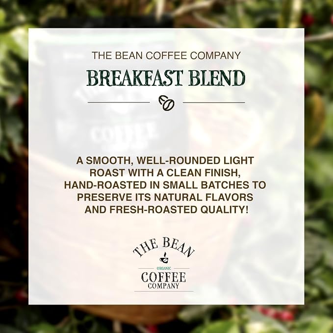 The Bean Organic Coffee Company Breakfast Blend, Medium Dark Roast, Whole Bean Coffee, 16-Ounce Bags (Pack of 2)