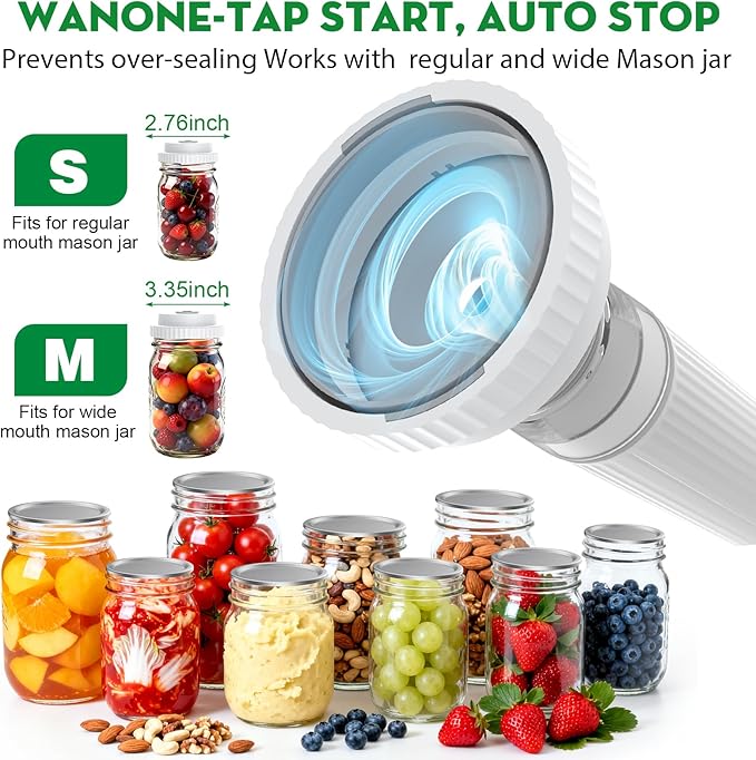 3-in-1 Vacuum Sealer for Food Compatible with Vacuum Bag, Mason Jar, Wine Bottle, Handheld Saver Compact Vacuum Sealer Machine with 14 Reusable Bags