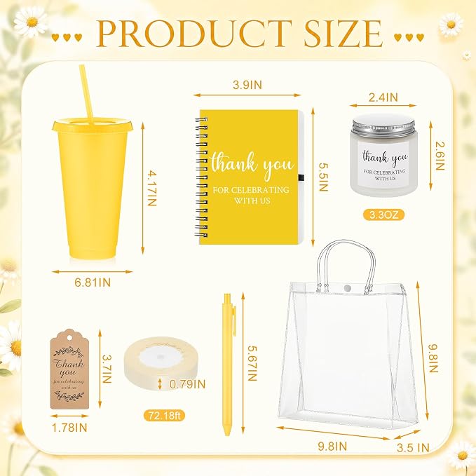 Nuogo 12 Sets New Parent Shower Prizes for Player Winners Adult, Wedding Bridal Shower Gift, Plastic Tumbler Notebook Scented Candle Ballpoint Pen Bag (Colorful,Classic Style)