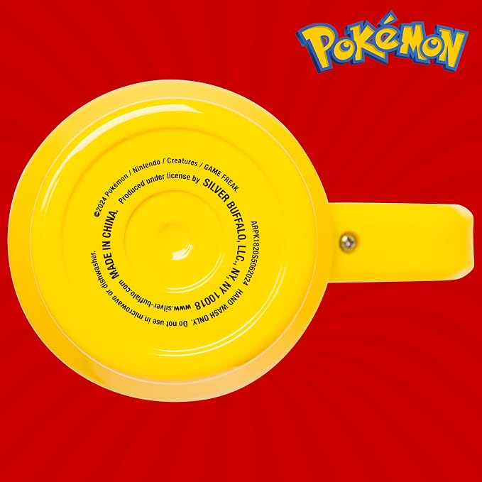 Silver Buffalo Pokémon Featuring Pikachu Lightning Double Walled Stainless Steel Tumbler with Handle, Fits in Standard Cup Holder, 40 Ounces