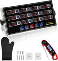 Commercial Kitchen Timers for Cooking, 12-Channel Timer for Commercial Kitchens, Heavy-Duty Loud Alarm Timer for Restaurants, Stainless Steel, LED Technology