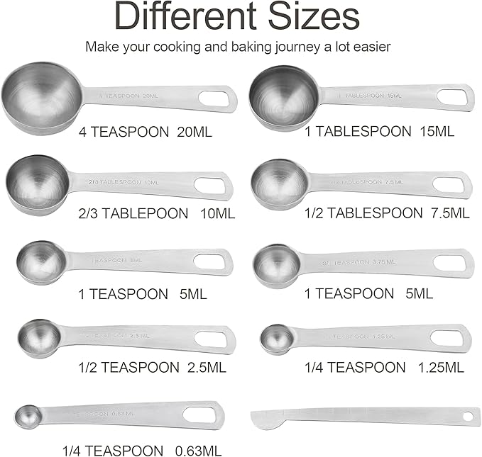 Smithcraft Measuring Cups and Spoons Set, 18/8 Stainless Steel Measuring Cups and Spoons for Kitchen & Baking, Heavy Duty Metric & US 8 Measuring cups, 9 Measuring Spoons Set