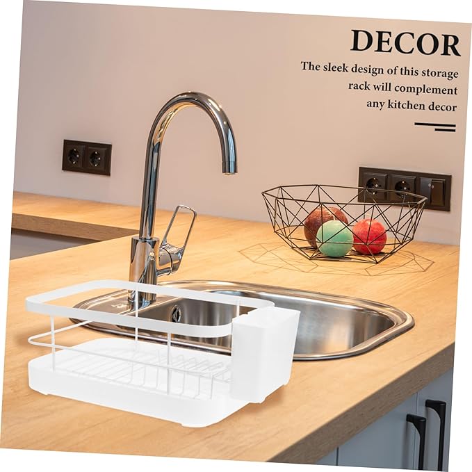 OUNONA Kitchen Tableware Drainer Rack Dish Drying Racks for Kitchen Counter Dish Bowl Drain Easy Installation White