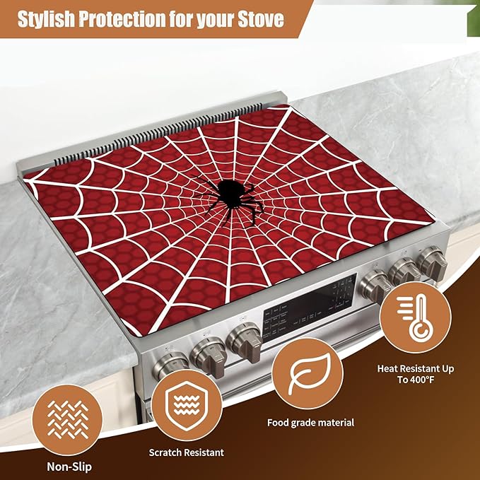 Decorative Electric Stove Top Covers, Heat Resistant Silicone Stove Cover Mat, Stove Top Protectors for Electric Flat Glass Stoves, Adds Extra Counter Space for Small Kitchens and Apartments