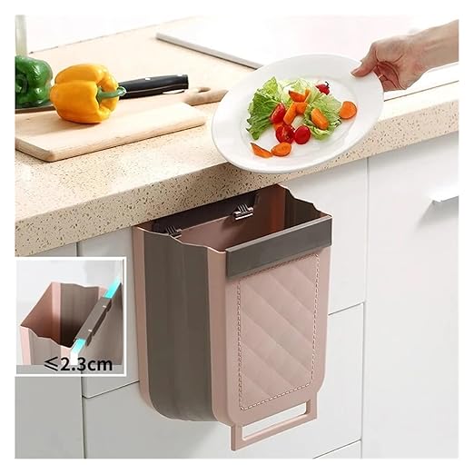 Collapsible Hanging Kitchen Trash Can 1 Piece Multifunction Hanging Telescopic Folding Trash Can Cabinet Door Sorting Bin for Kitchen and Car(White)