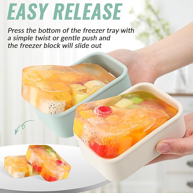 Teenyyou 6 Packs 1 Cup Silicone Soup Freezer Molds with Lid Silicone Soup Freezer Trays Rectangle Reusable Food Preserving Tray Freezing Sauces Stews(Sage Green, Beige)