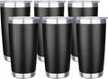 20oz Tumbler with Lid Stainless Steel Insulated Tumblers Travel Coffee Tumbler Bulk Double Wall Vacuum Insulated Water Cup Gifts for Christmas Women Men Her Him Home Office(Black, 6pack)