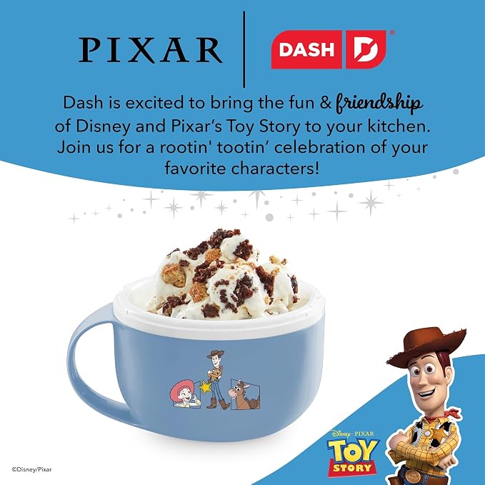 Disney | Dash Toy Story My Mug Ice Cream Maker — Electric Countertop Soft Serve Ice Cream Machine, Single Serve Half-Pint Toy Story Mug with Ingredient Chute & Recipe Guide