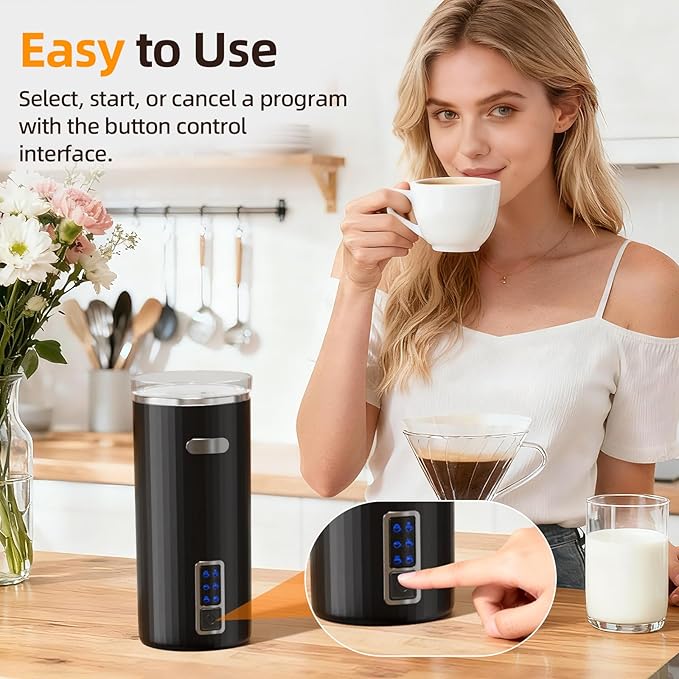 Electactic Milk Frother, 6-in-1 Electric Milk Steamer, 8.5oz/250ml Automatic Warm and Cold Foam Maker and Milk Warmer for Latte, Cappuccinos, Macchiato, From the Makers of Instant 400W, Black