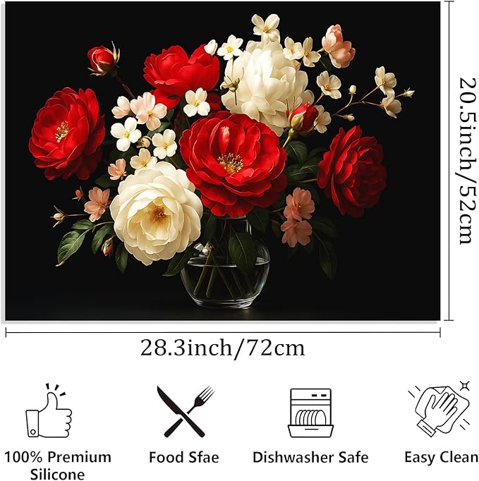 Stove Top Covers for Electric Stove, Heat-Resistant Glass Stove Top Cover Protector, Induction Cooktop Protector Mat for Kitchen 28.3 x 20.5 inches (rose)