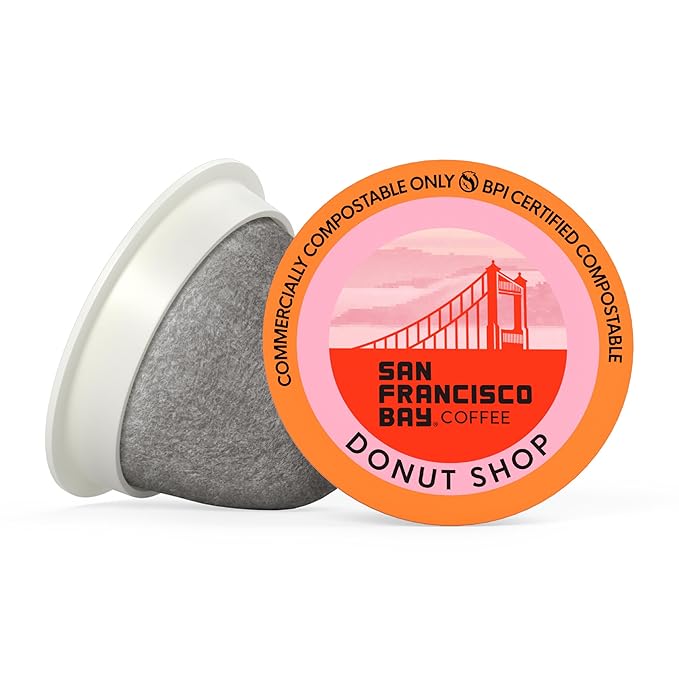 San Francisco Bay K-Cup Coffee Pods, Donut Shop (36 ct), Medium-Light Roast, Commercially Compostable Single-Serve Coffee Pods