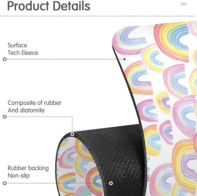 Kitchen Sink Splash Guard 2 PCS 14.7 Inch Sink Faucet Mat Splash Guard for Bathroom Countertop Water Absorbent Foldable Cuttable Soft Washable Gradient Cute Rainbows