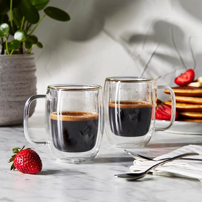 ZWILLING Sorrento Plus 2-pc Double-Wall Espresso Glass Mug Set, 4.5-oz, 134ml