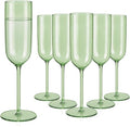 Plastic Champagne Flutes Set, 6oz Unbreakable Champagne Glasses Bulk, Shatterproof Reusable Mimosa Prosecco Sparkling Wine Cups for Wedding Party (Green, 12pcs)