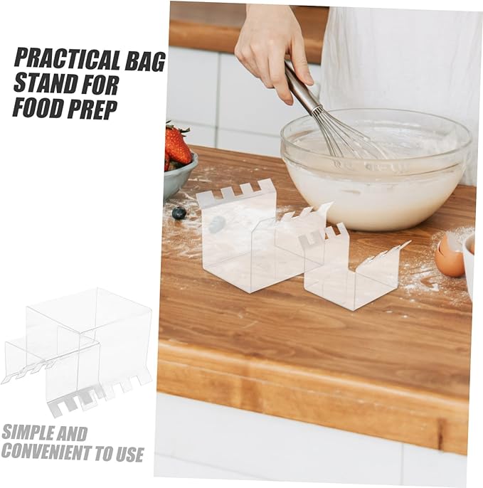 2pcs Meal Prep Bag Rack Acrylic Zipper Bag Holder Versatile Storage for Kitchen Camping
