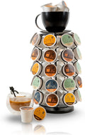 Made Easy Kit Carousel Coffee Pod Organizer - Compatible with Keurig K-Pods K-Cups - Countertop 360 Spin Rack Storage - Lazy Susan Revolving Base Metal (Black Coffee Mug, Large (40 Pods))