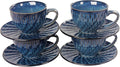 Coffee Mugs Set, 6.8 Oz,Ceramic Tea Cup with saucer, Espresso Cups 8-piece, Stackable Cups, for Latte,Hot Tea,Cappuccino, Mocha, Cocoa, dishwasher & microwave safe,Royal blue