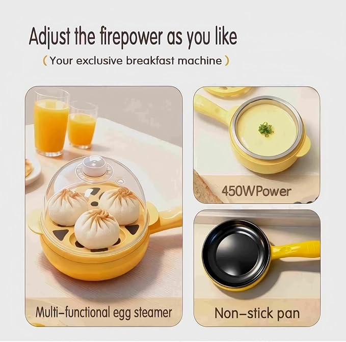 Boiled Egg Cooker 450W,Hard Boiled Eggs Cooker Electric 7 Egg Capacity,Plastic,Auto Power Off with Measuring Cup,Compact,Easy for Kitchen,Travel,Yellow (Yellow)
