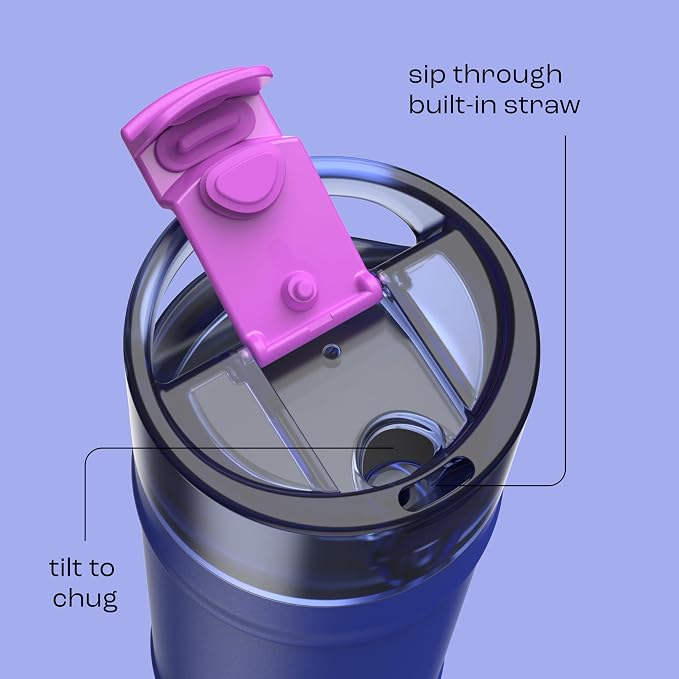 bubba 18 oz Dualsip Insulated Stainless Steel Water Bottle with Straw - Reusable, Leakproof, Lightweight, Dishwasher Safe, Lead-Free and BPA-Free, Ocean Energy
