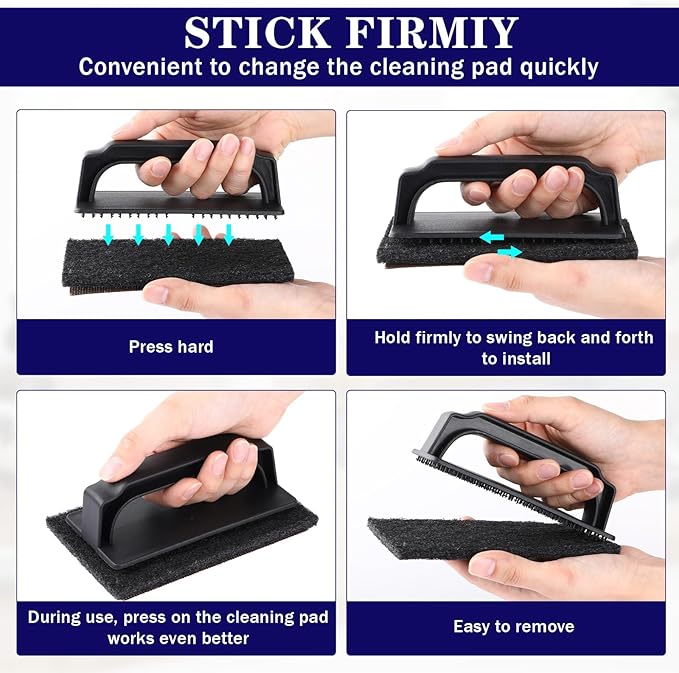 Reallnaive 155 Pcs Griddle Cleaning Kit Screen Holder Grill Screens Cleaning Pads Heavy Duty Abrasive Mesh Pads for Flat Tops, Cast Iron, Stainless Steel Griddle Cleaner Accessories Bundle (Black)
