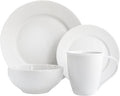 Elle Décor Round Dinnerware Set – 16-Piece Porcelain Dinner Set w/ 4 Dinner Plate, 4 Salad Plates, 4 Bowls & 4 Mugs – Unique Gift Idea Any Special Occasion or Birthday