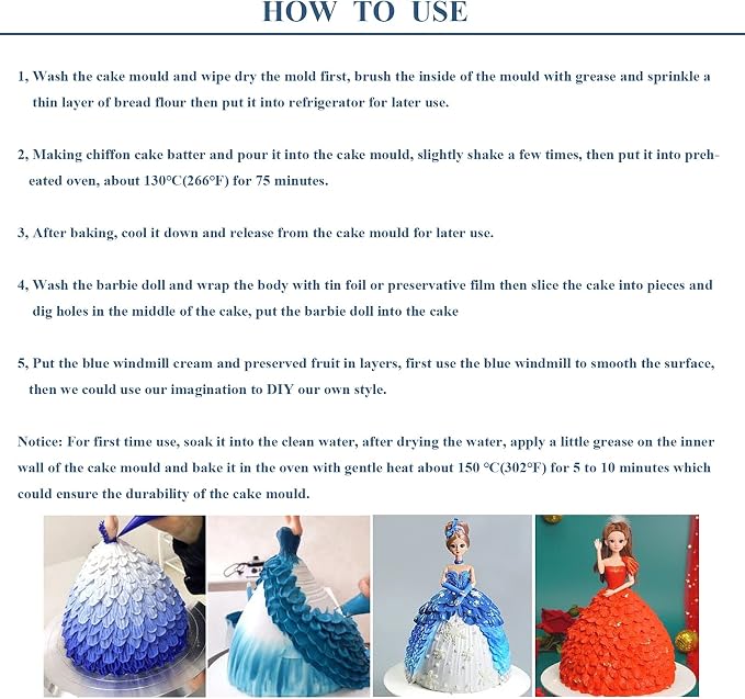 FETESUR Princess Dress Doll Cake Pan Aluminum Alloy Skirt Cake Baking Pan for Birthday and Anniversary (8 inch)
