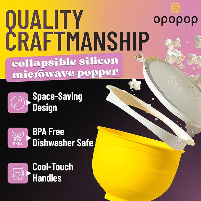 Opopop Microwave Popcorn - Variety 4-Pack Gourmet Popcorn Kit, Collapsible Silicone Popcorn Popper, Popcorn Maker, Gluten Free Snacks Variety Pack, BPA-Free and Dishwasher Safe (New Flavors)