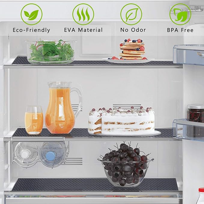 HooTown Shelf Liner Kitchen Cabinet Drawer Mats 17.5 Inch Wide x 196.8 Inch Long, Non Slip EVA Plastic Washable Oil Proof Pad for RV Drawer, Dish Plate Slippery Protection, Gray