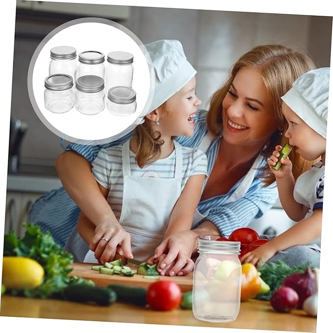 6pcs Assorted Sealing Jars with Airtight Lids Multi-functional Storage Containers for Canning Preserving and Meal Prep