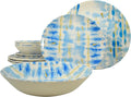 Tudor Royal 12-Piece Round Porcelain Dinnerware Set, Service for 4 - Ocean Blue Design, Plates Bowls Dishes, Premium Quality Tableware, Unique Pattern, Glossy