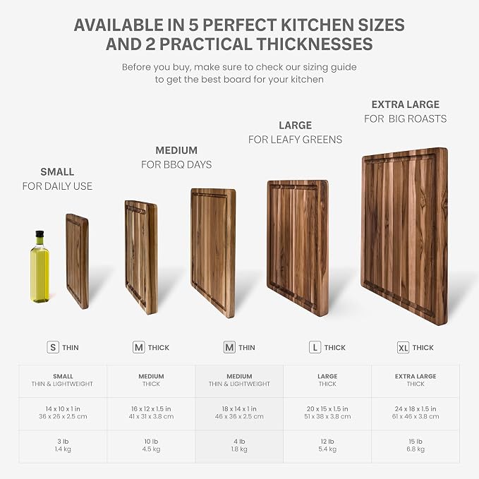 Teakhaus Carving Board with Juice Groove - Medium (M) Teak Wood Cutting Board 18”L x 14”W x 1” Thick - Lightweight, Sustainably Harvested & FSC Certified - Knife Friendly with Beeswax Oil Finish