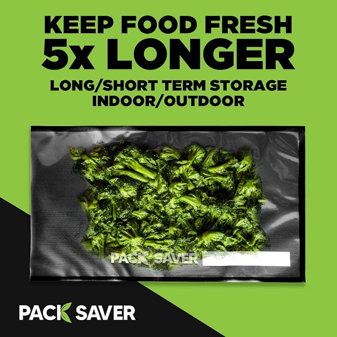 Vacuum Sealer Bags 50 Pack - 11"x24" Heavy Duty Pre-Cut Food Storage Bags for Food Saver, Meal Prep, Sous Vide - Commercial Grade BPA Free (Clear & Black)