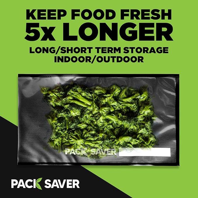 Vacuum Sealer Bags 50 Pack - 15"x20" Heavy Duty Pre-Cut Food Storage Bags for Food Saver, Meal Prep, Sous Vide - Commercial Grade BPA Free (Clear & Black)