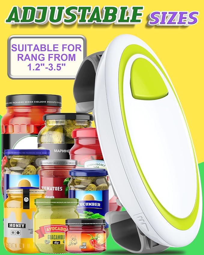 Electric Jar Opener for Weak Hands, Automatic Jar Opener for Seniors with Arthritis, Strong Tough & Easy One Touch Bottle Opener for Arthritic Hands