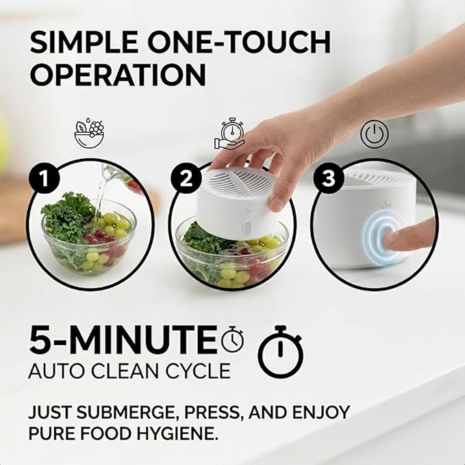 Puribreeze Vegetable Cleaner, Fruit Cleaner Machine, Vegetable Cleaners Device, Portable for Home Kitchens, Rv Travel, and Health-Conscious Families Needing Effortless Produce Care (1)