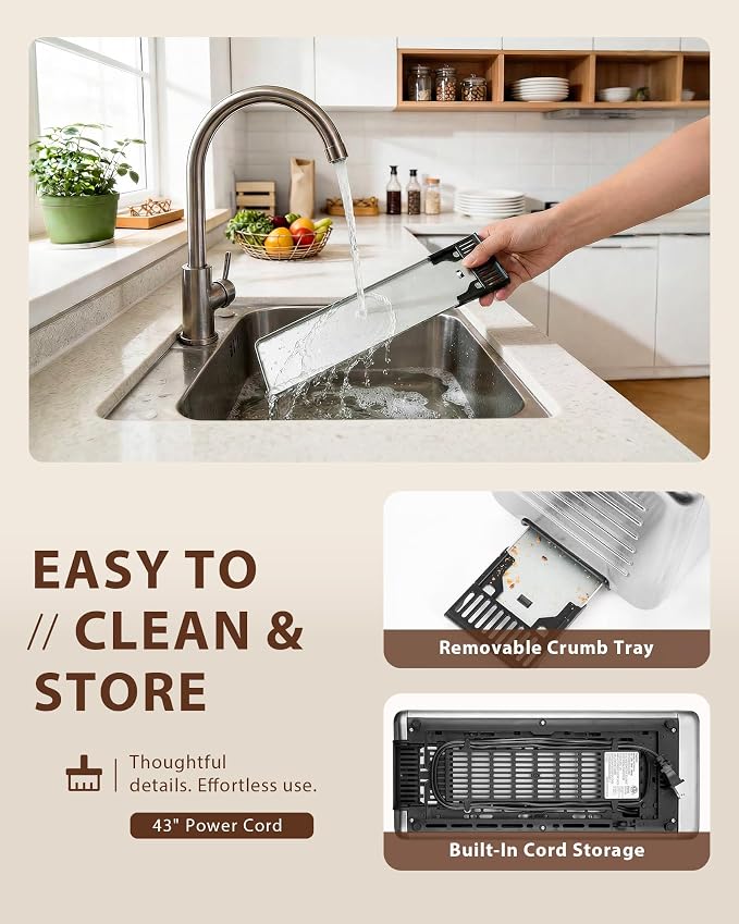 Long Slot Toaster for Sourdough & Artisan Bread with Smart Touchscreen | Digital Timer, Memory Function, One-Sided Toasting, Reheat & Defrost, Slim Stainless Steel for Long Bread & 4 Standard Slices