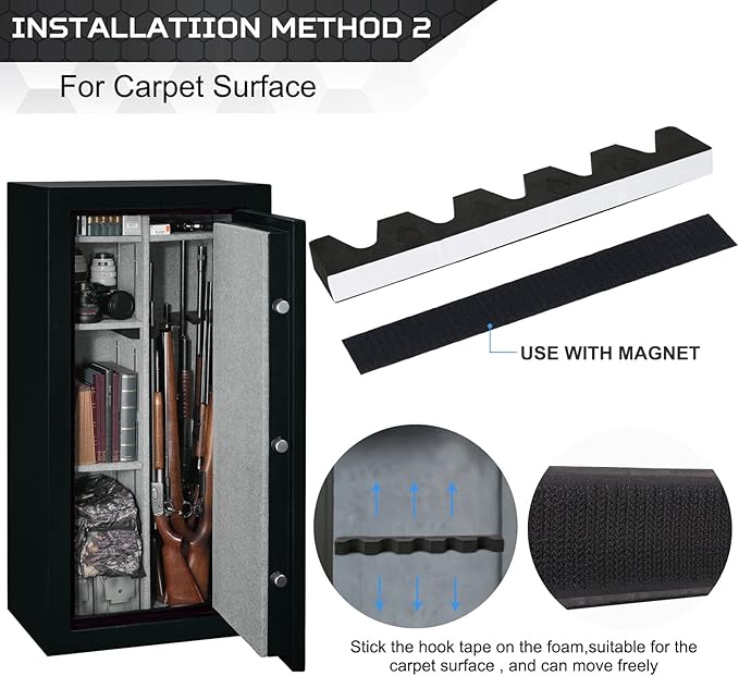 OCQOTAT Gun Rack for Gun Storage, Gun Safe Accessory for Rifles and Shotguns, Gun Holder in Gun Cabinet, Shotgun Rifle Rest, Foam Material with Magnetic Strip and Hook Strip , Gifts for Hunters