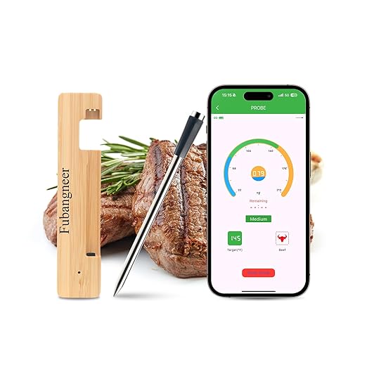 Smart Bluetooth Meat Thermometer with Magnetic Mount, Wireless Digital Food Thermometer, App Controlled, IP68 Waterproof, Long Range for BBQ Grill Oven Smoker, Compatible with iOS & Android