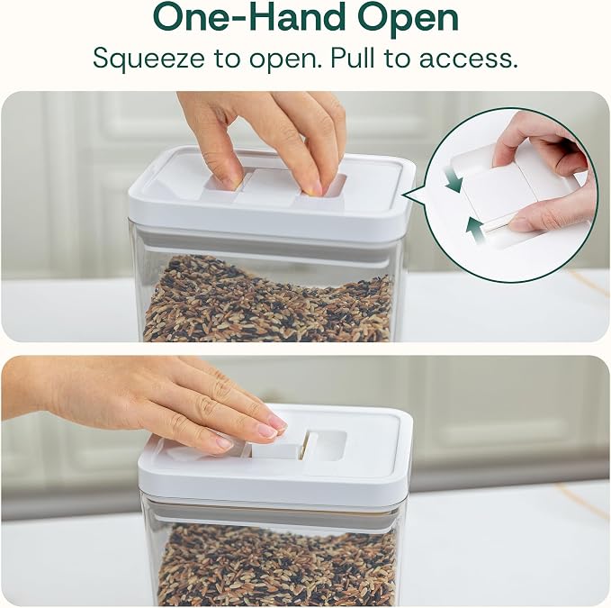 Airtight Food Storage Container Set 5Pcs, Pop Lid & BPA-Free Stackable Kitchen Containers for Pantry Organization, Cereal, Flour, Rice & Snack Storage (0.74qt, 1.96qt*2, 3.06qt, 4.07qt)