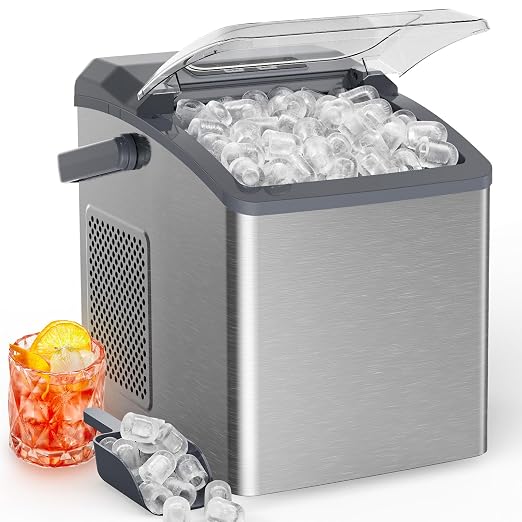 Marsail Ice Makers Countertop, 26 lbs per Day, Fast Ice in 6 Minutes, Self-Cleaning Ice Maker, Compact Countertop Ice Machine for Home, Kitchen/Office/Parties